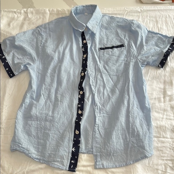 None Other - Men's Light Blue Short Sleeve Shirt